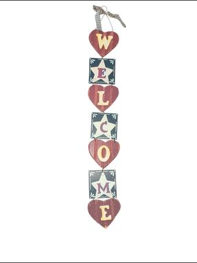 Rustic Red "WELCOME" Hanging Wall Decor